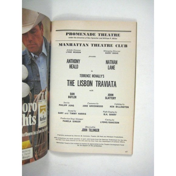 Lisbon Traviata Playbill 1989 Promenade Theatre Nathan Lane Anthony Heald - Picture 4 of 7